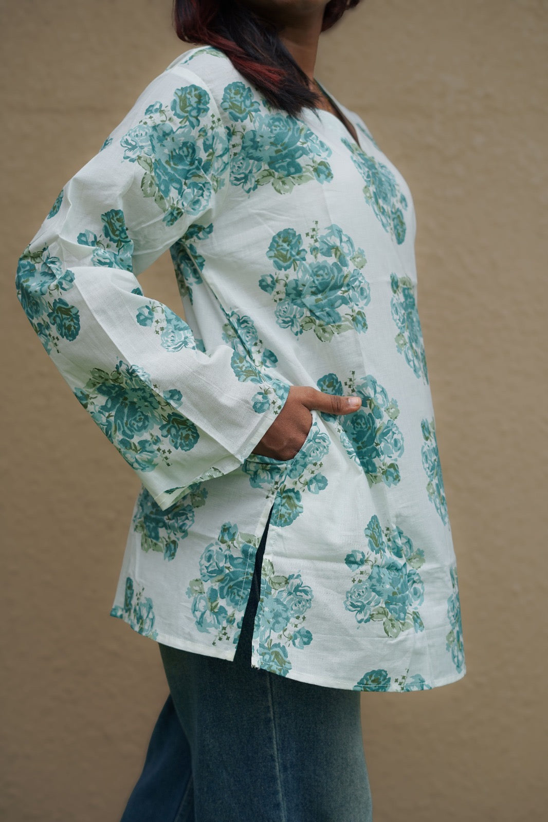 Aqua Blue Short Kurti