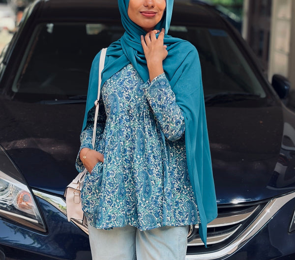 Azure Paisley Alia Cut Short Kurti