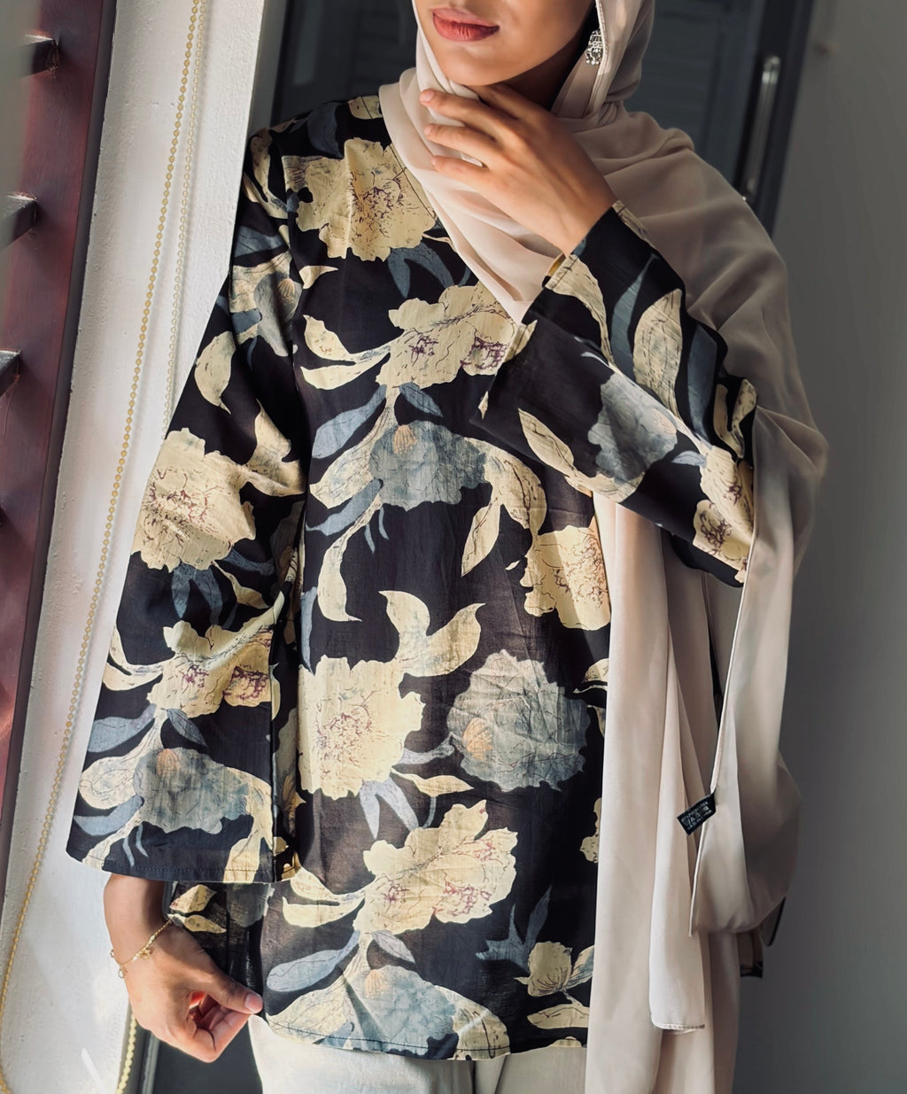 Black Garden Short Kurti