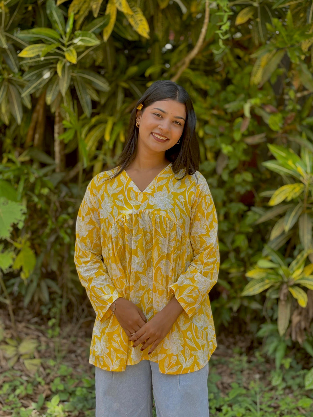 SUNSHINE FLORAL FLARED KURTI