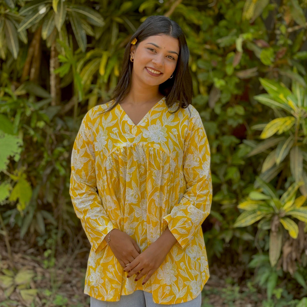 SUNSHINE FLORAL FLARED KURTI