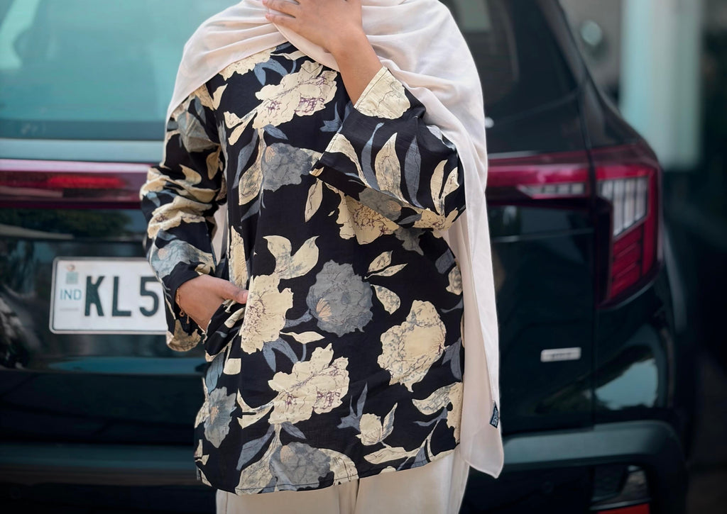Black Garden Short Kurti