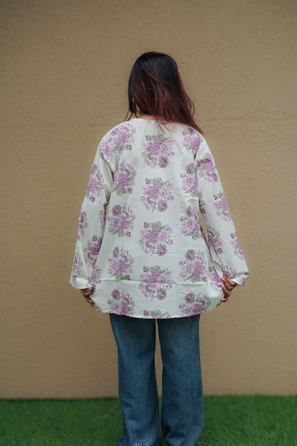 Lavender Floral Short Kurti
