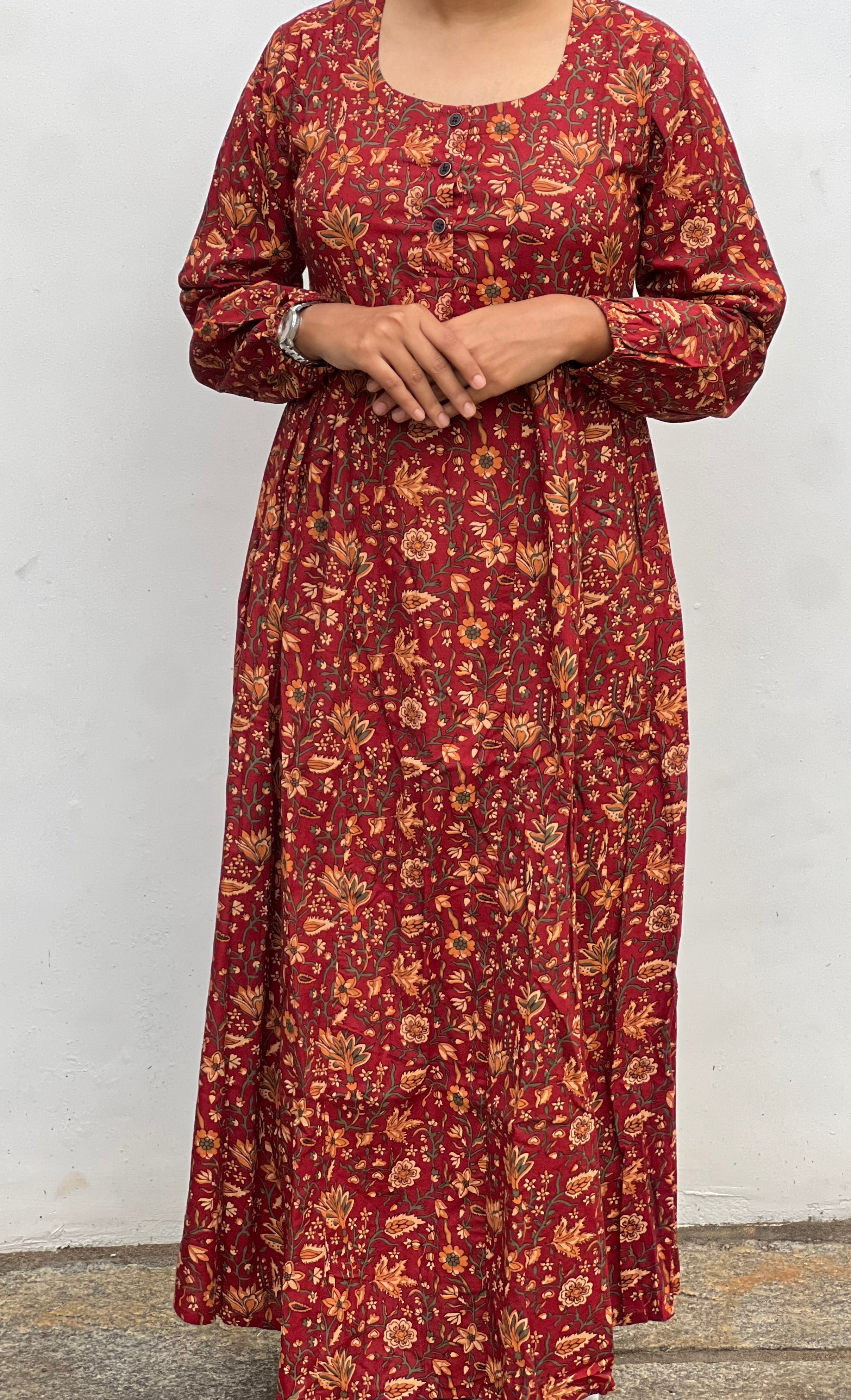 Gulnaar Maroon Floral Anarkali Kurti