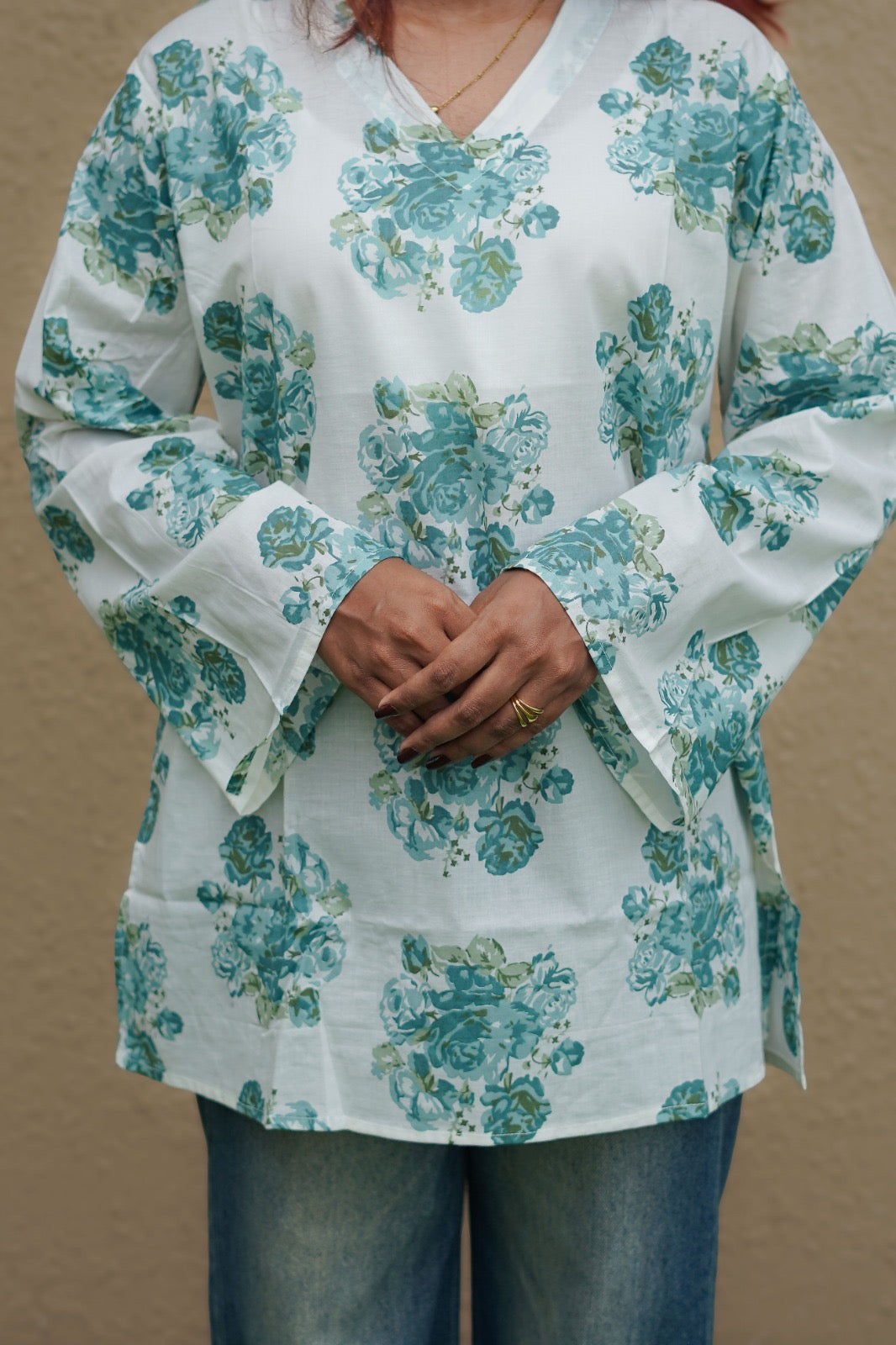 Aqua Blue Short Kurti
