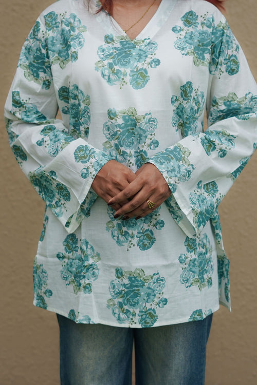 Aqua Blue Short Kurti