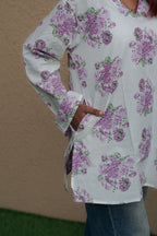 Lavender Floral Short Kurti