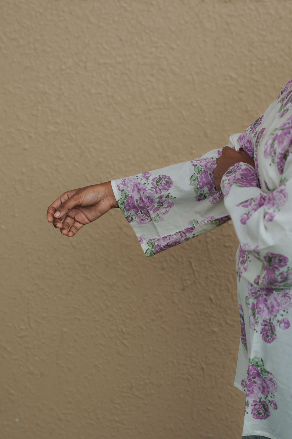 Lavender Floral Short Kurti