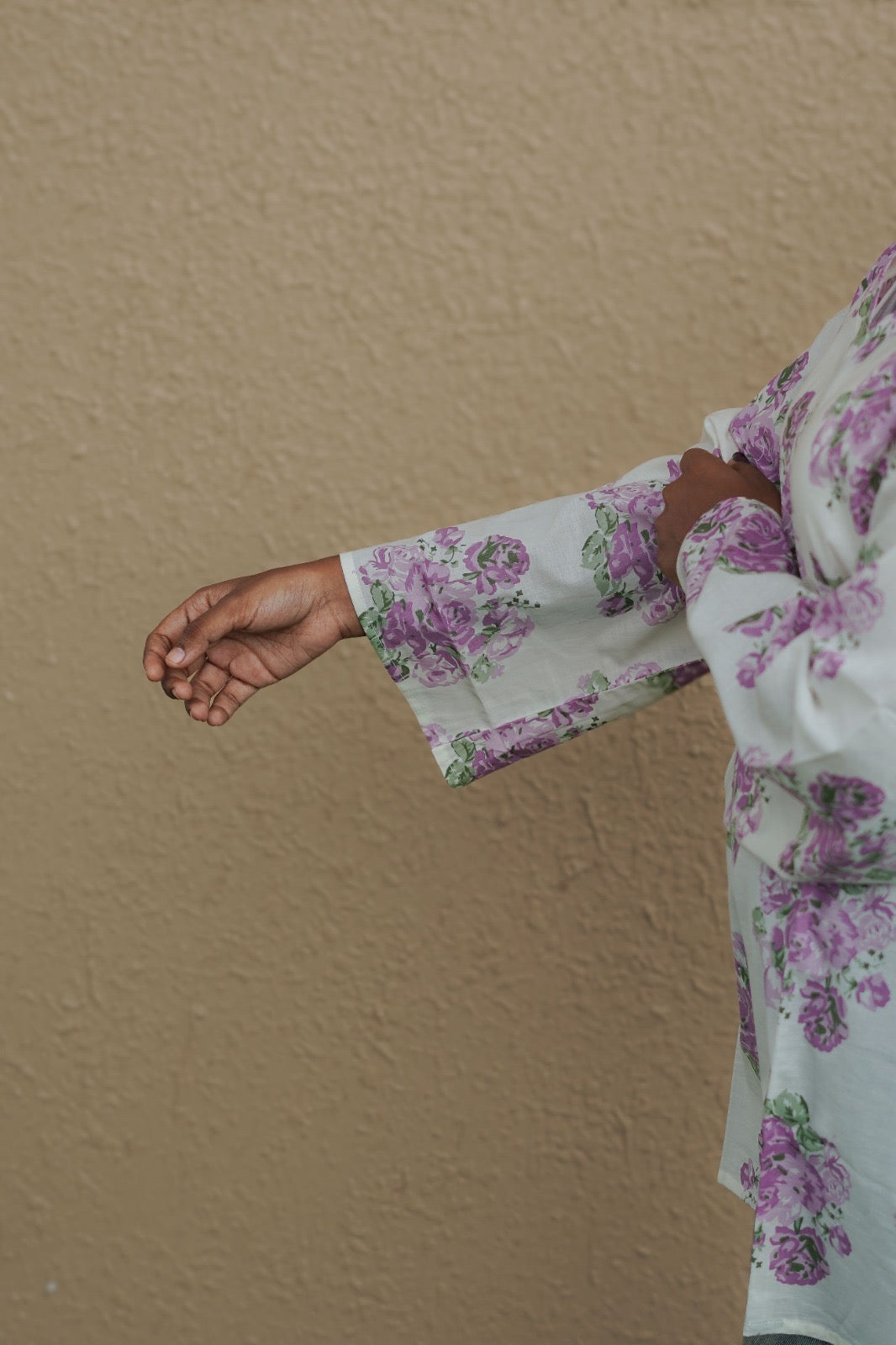 Lavender Floral Short Kurti