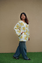 Yellow Floral Short Kurti