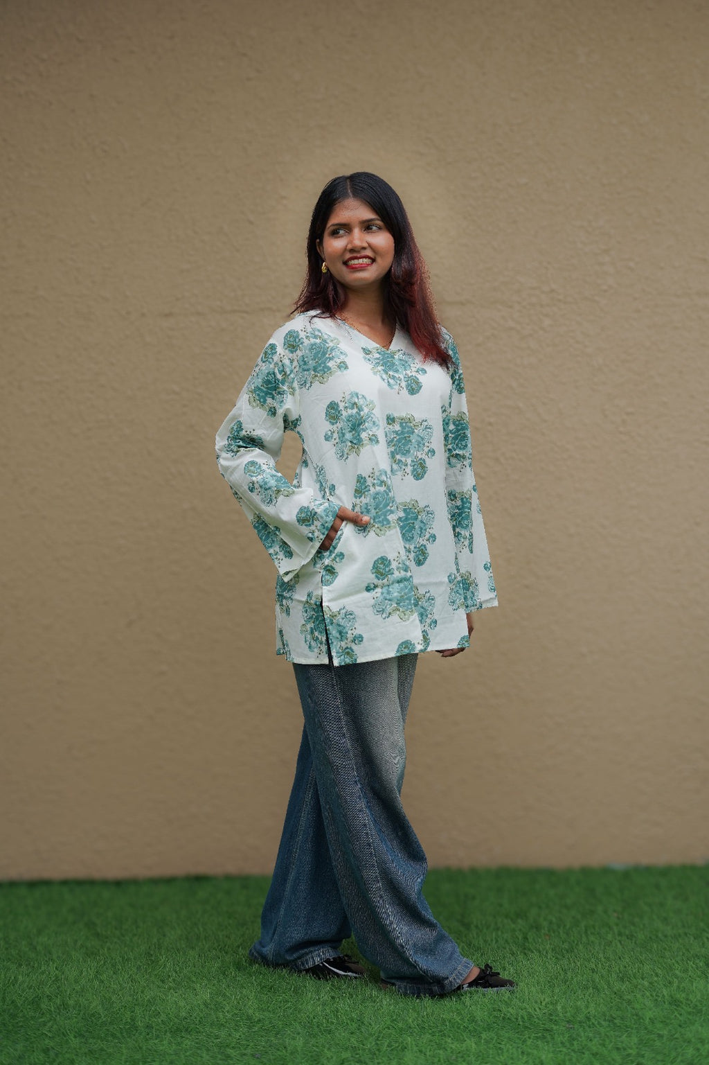 Aqua Blue Short Kurti