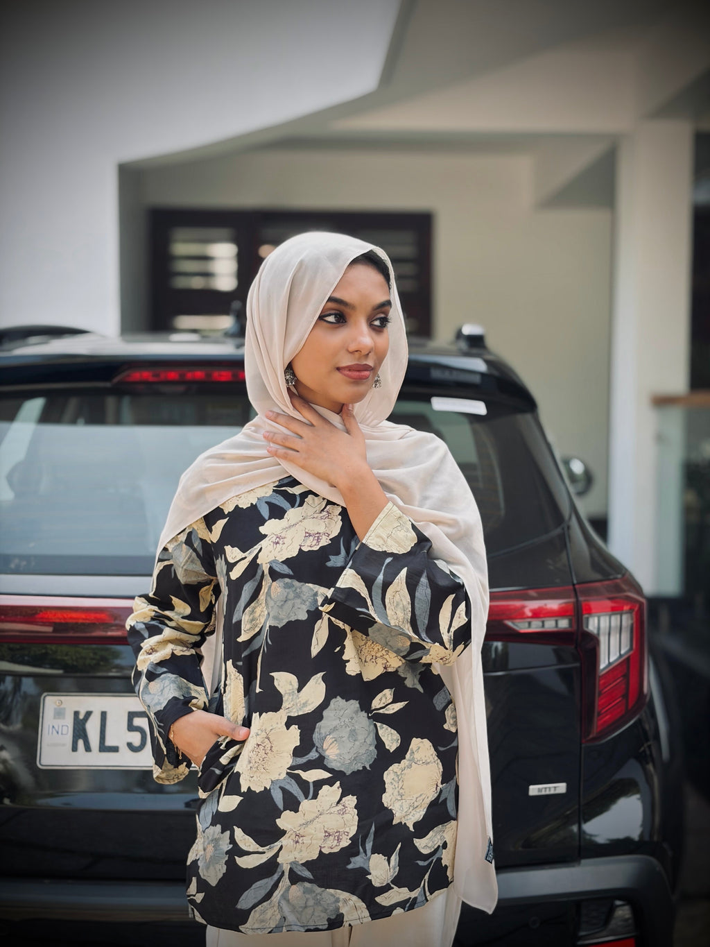 Black Garden Short Kurti