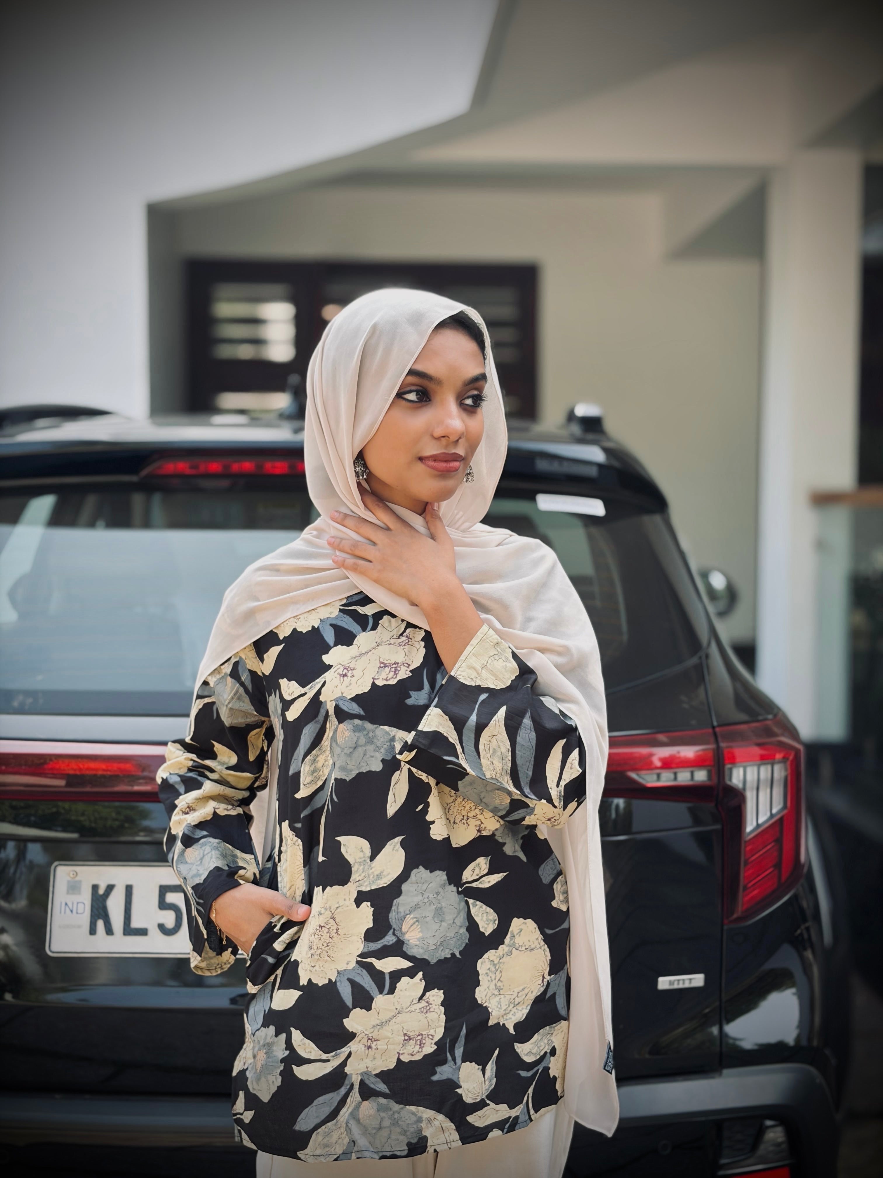 Black Garden Short Kurti