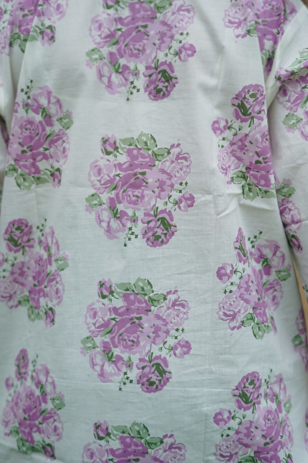 Lavender Floral Short Kurti