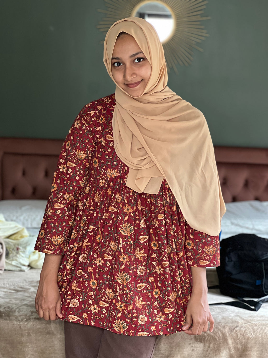 Maroon Alia Cut Short Kurti