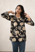 Black Garden Short Kurti