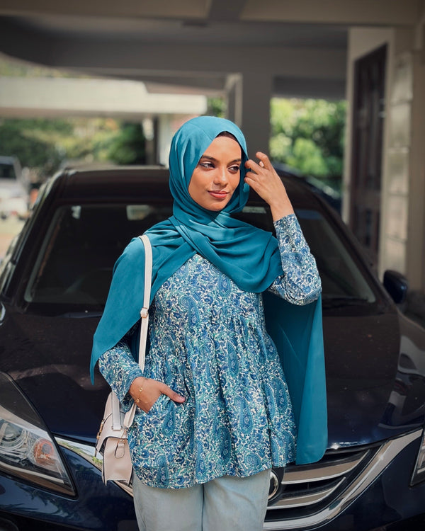 Azure Paisley Alia Cut Short Kurti