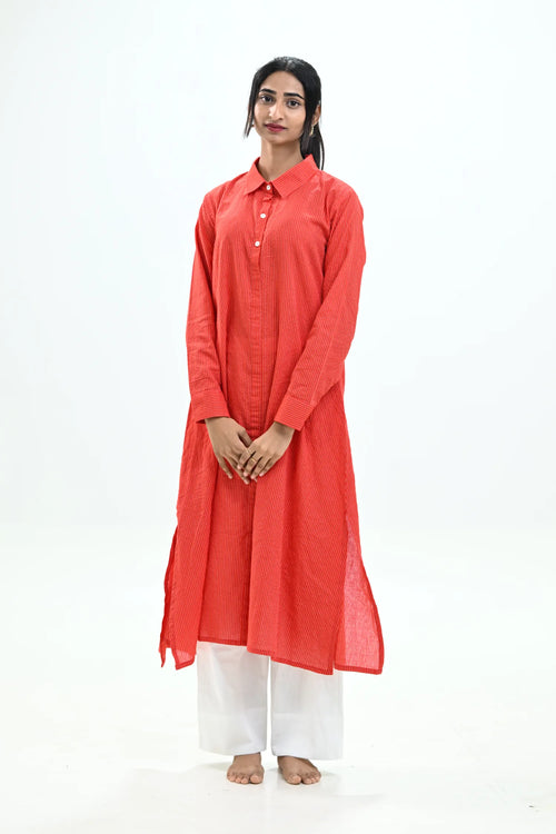 Coral Red Long Shirt