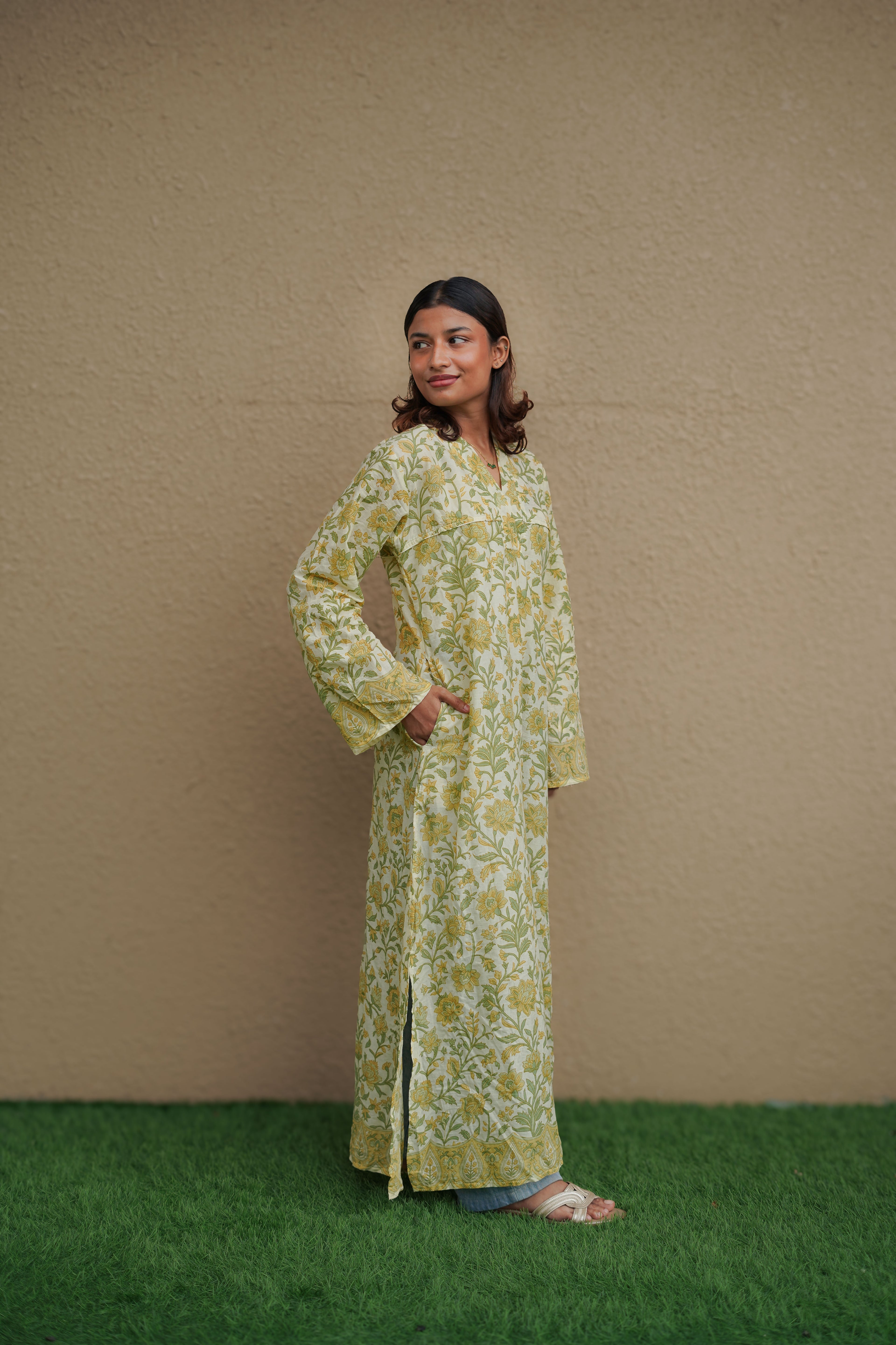 Haldi Baagh Long Kurti