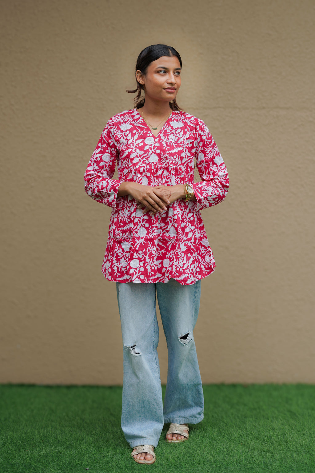 Rose Bloom Flared Kurti