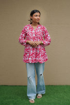 Rose Bloom Flared Kurti