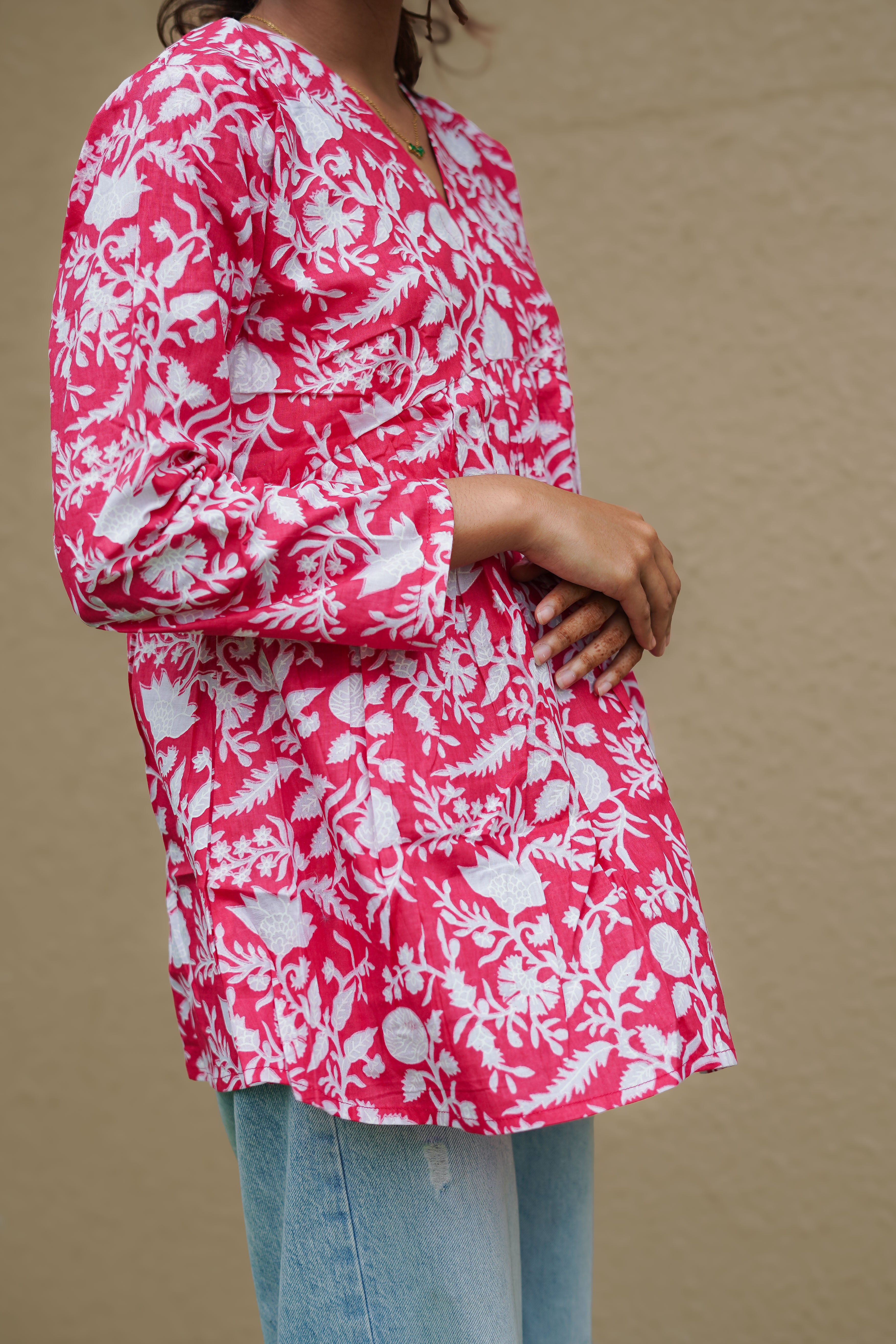 Rose Bloom Flared Kurti