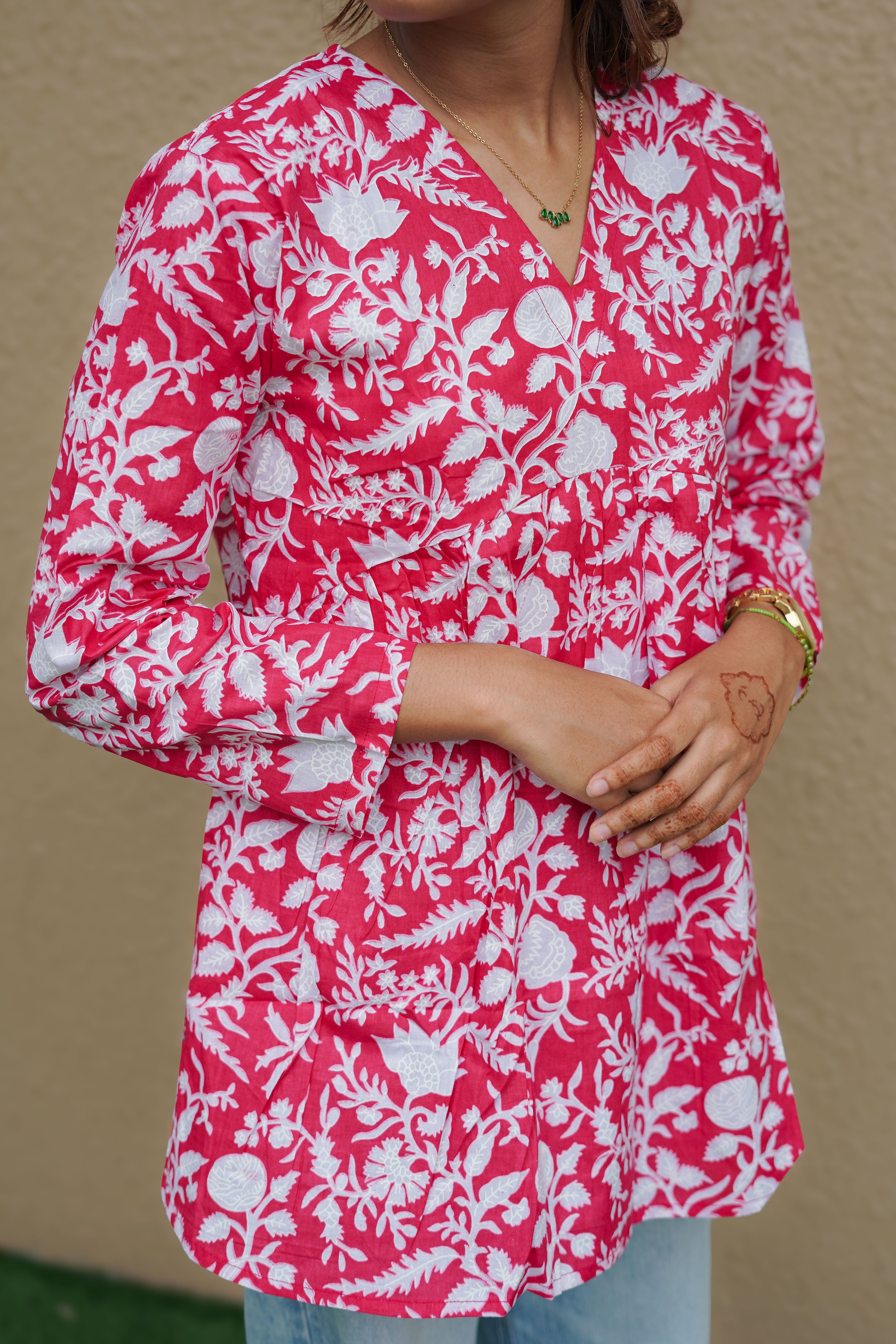 Rose Bloom Flared Kurti