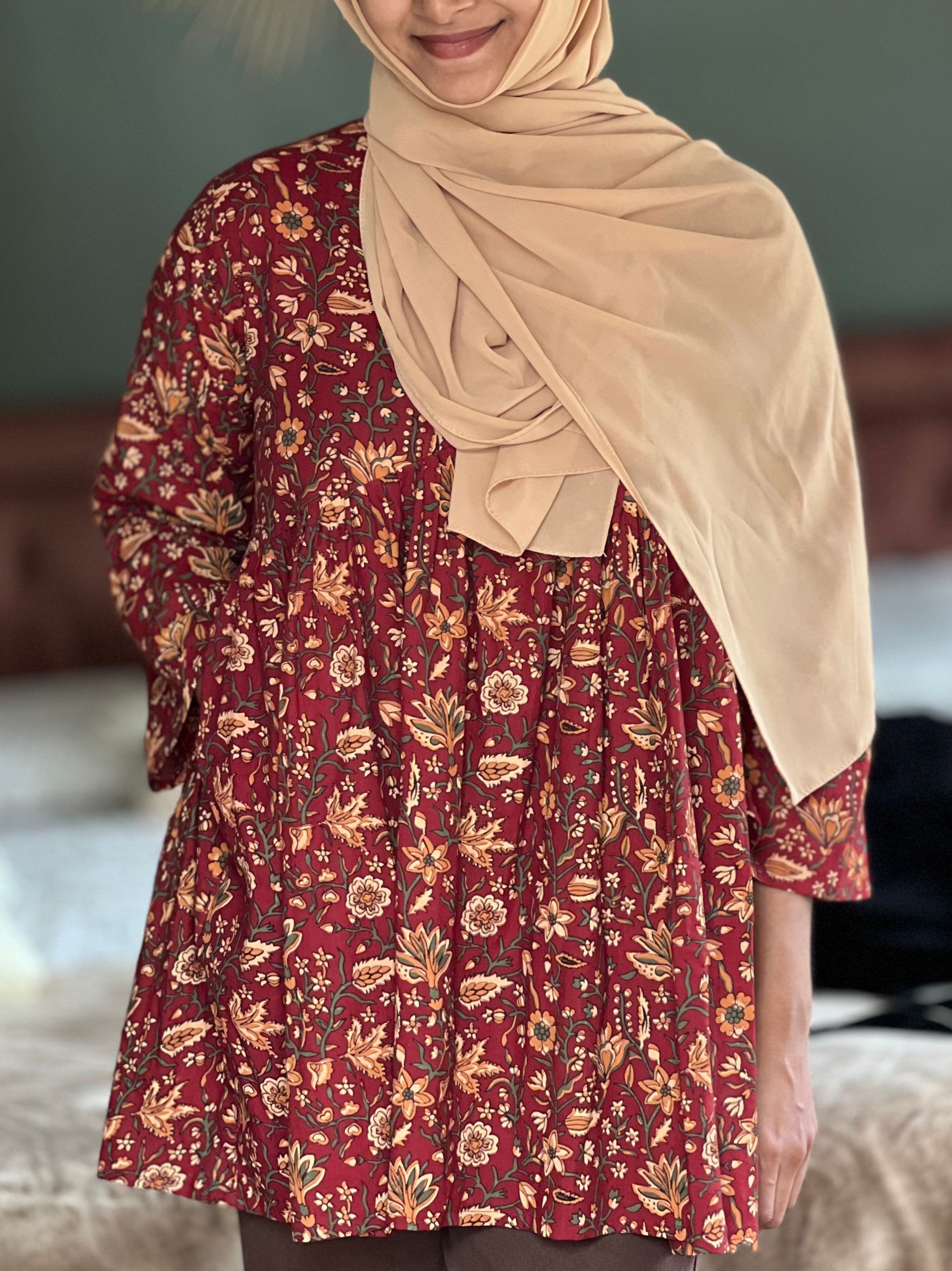 Maroon Alia Cut Short Kurti