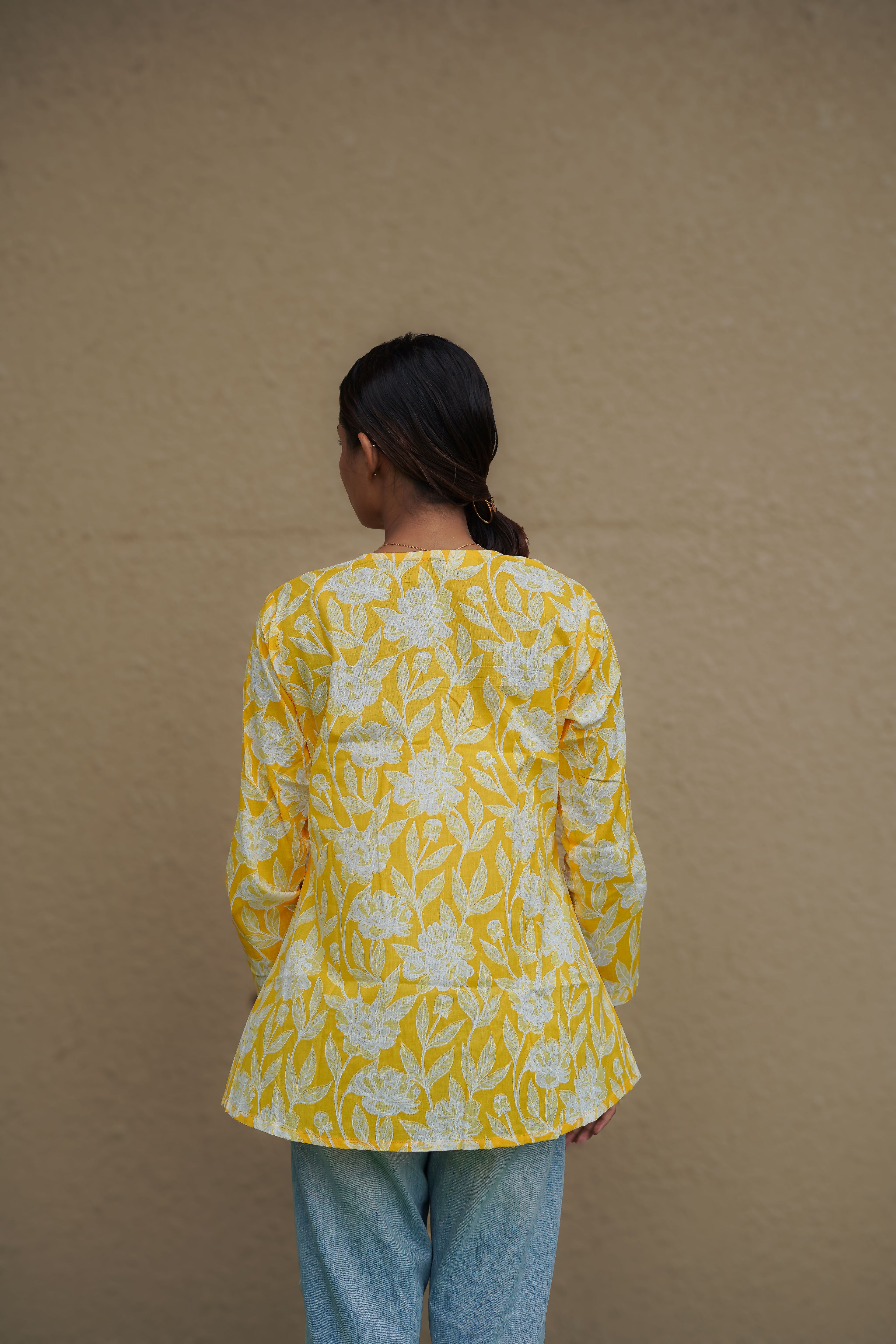 Sunshine Bloom Cotton Peplum Top