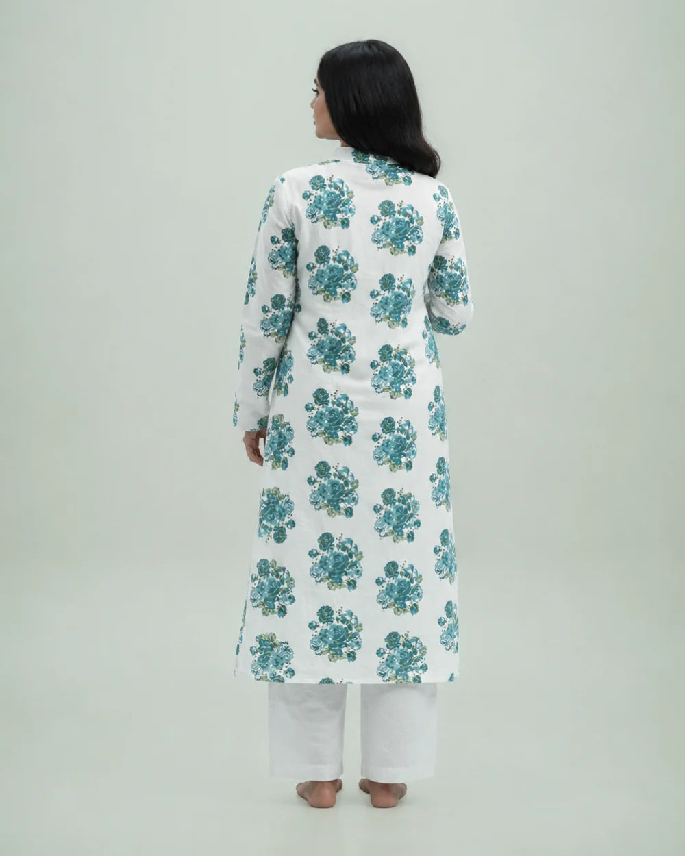 Blue Floral Long Kurti