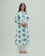 Blue Floral Long Kurti