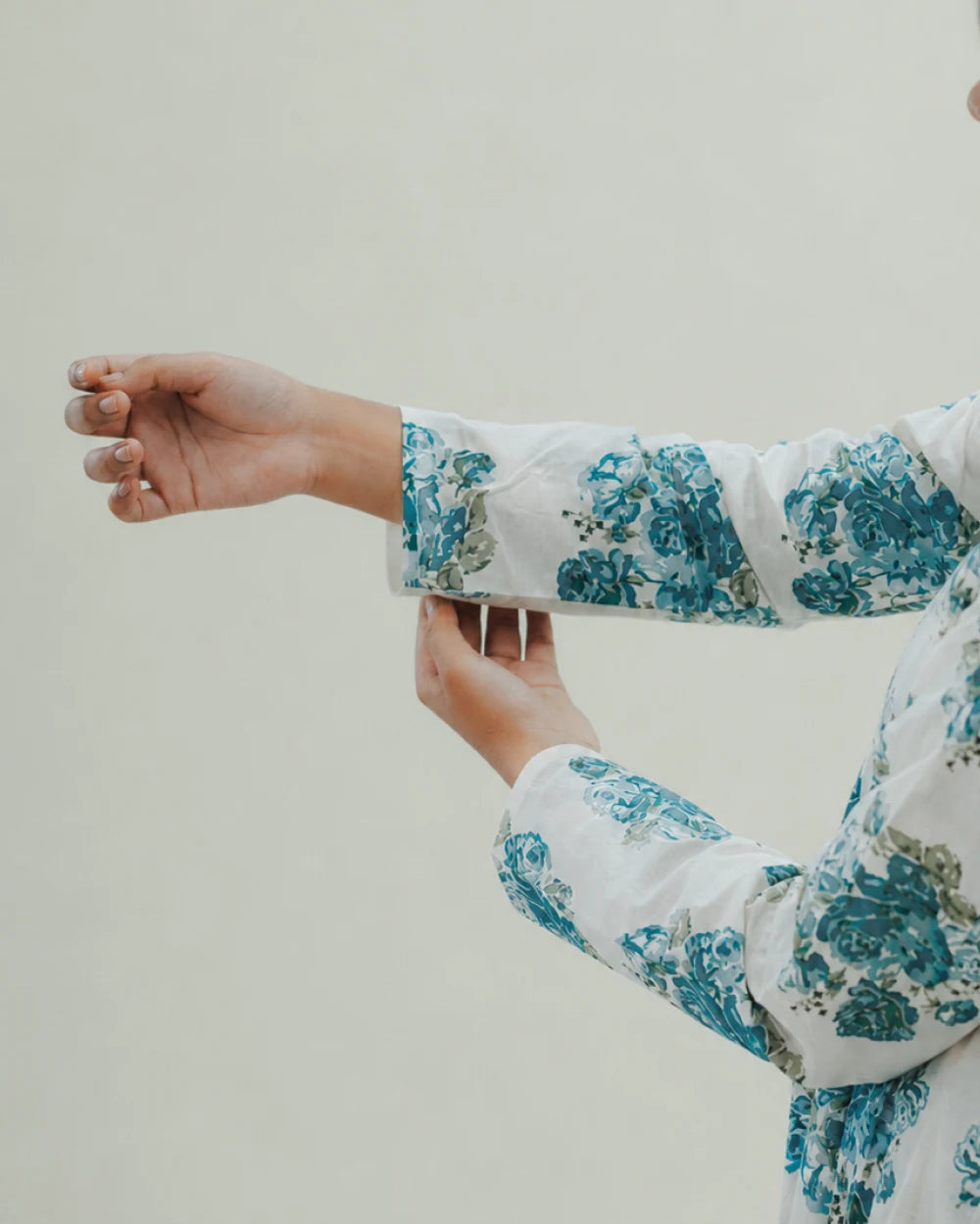 Blue Floral Long Kurti