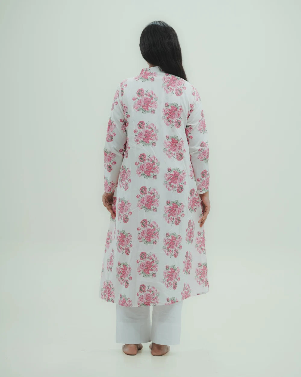 Pink Floral Long Kurti
