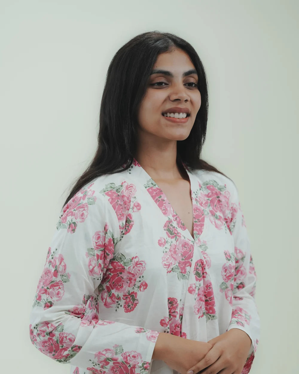 Pink Floral Long Kurti