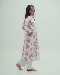 Pink Floral Long Kurti