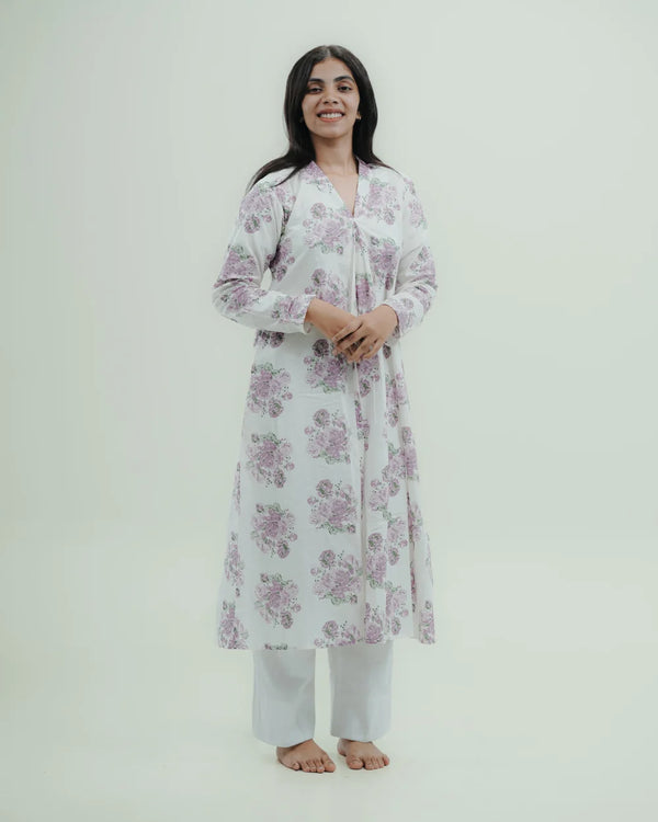 Purple Floral Long Kurti