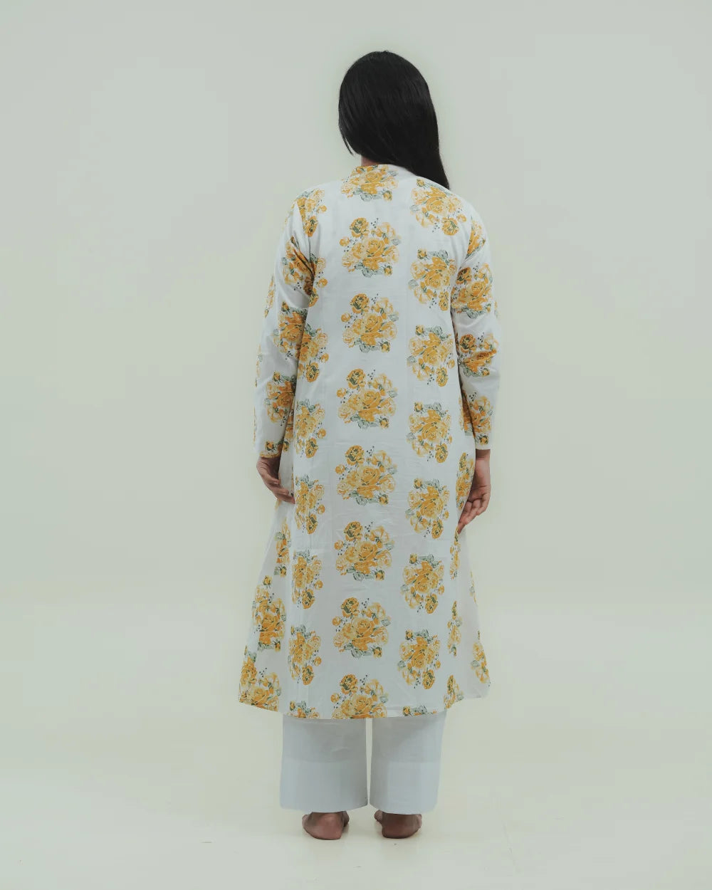 Yellow Floral Long Kurti