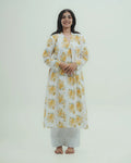 Yellow Floral Long Kurti