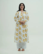 Yellow Floral Long Kurti