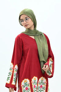 Mughal Red Knee Kurti