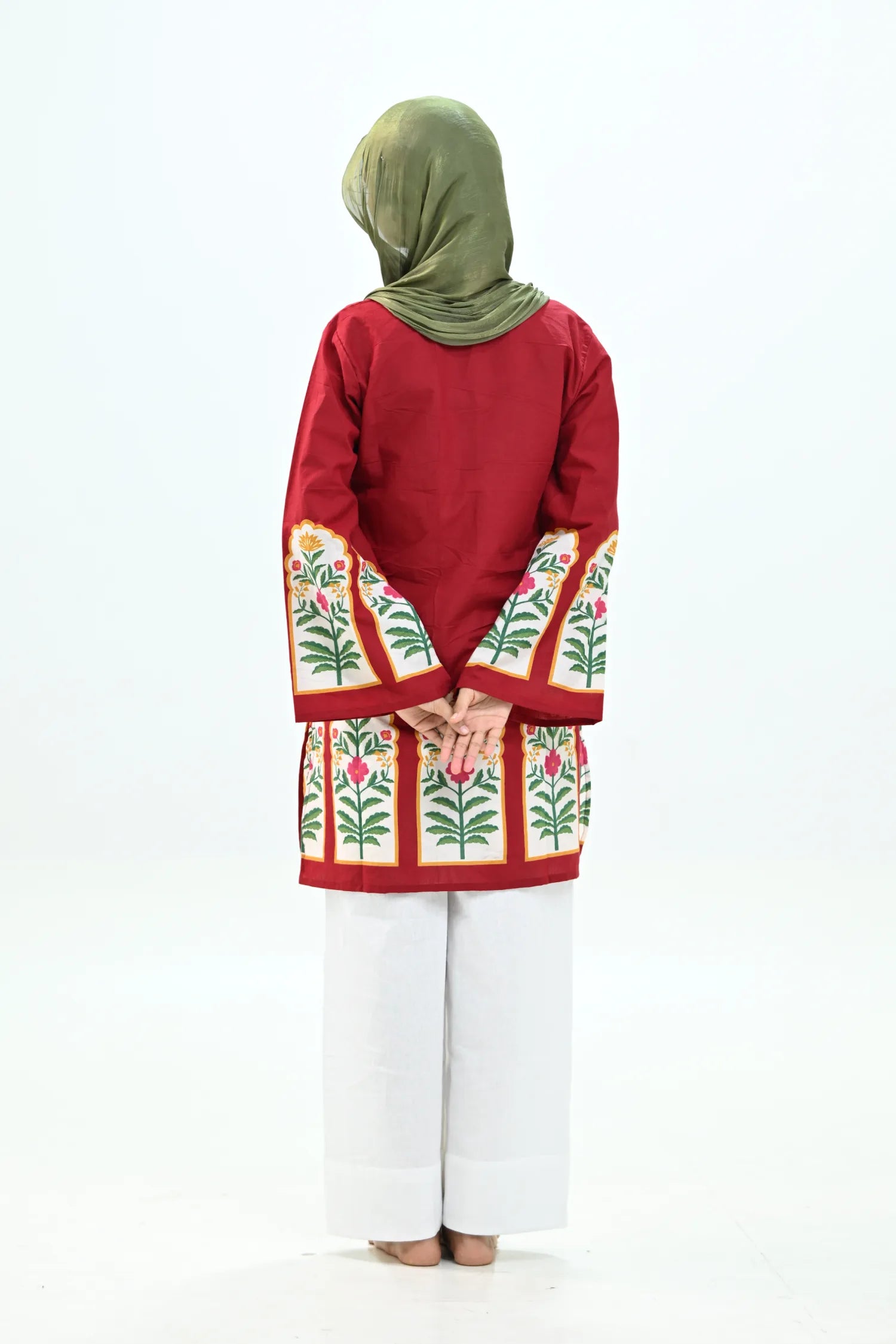 Mughal Red Knee Kurti