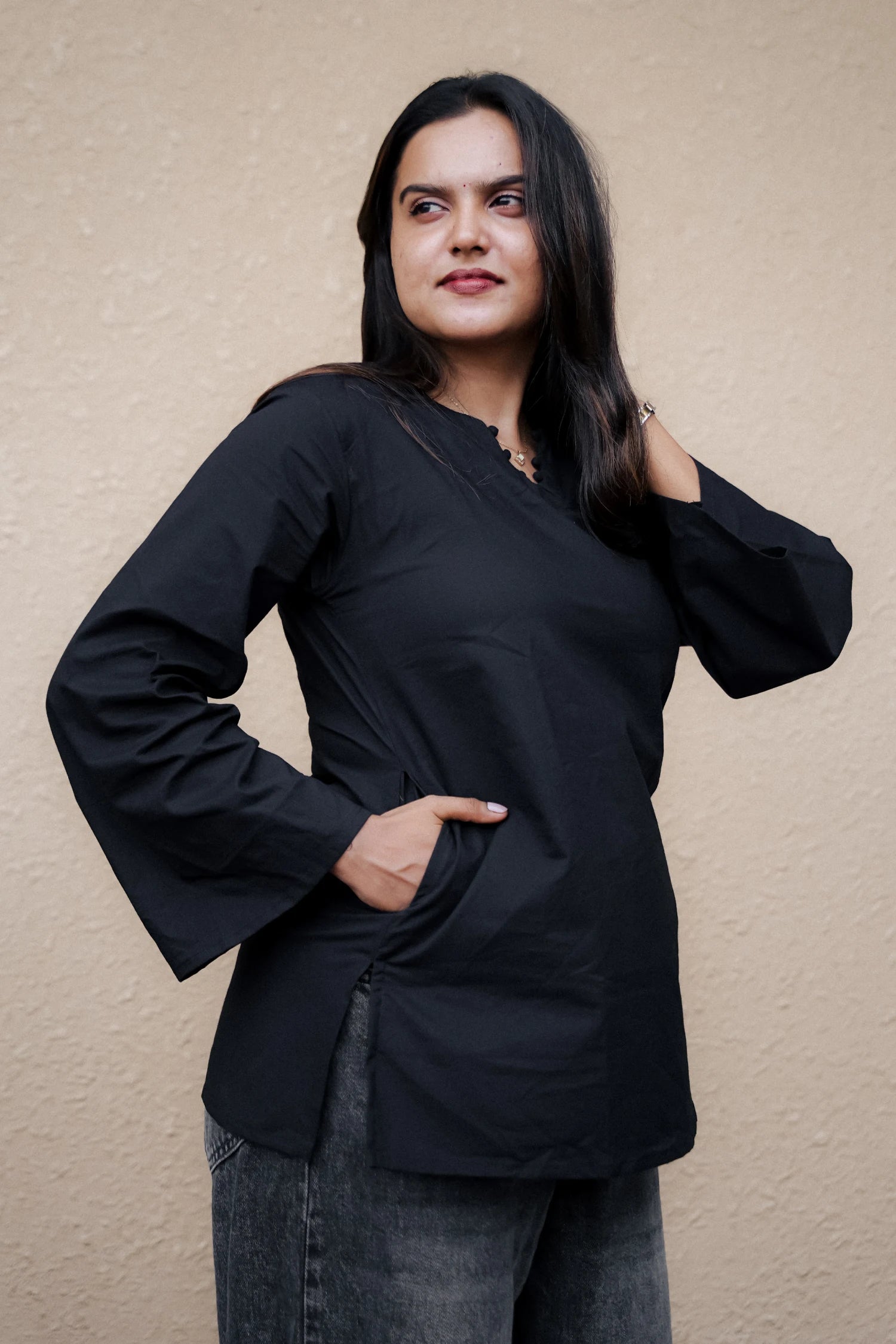Nisha Black Short Kurti