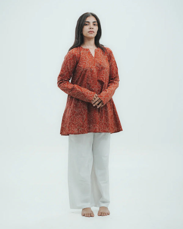 Noor Umbrella Terracotta Kurti