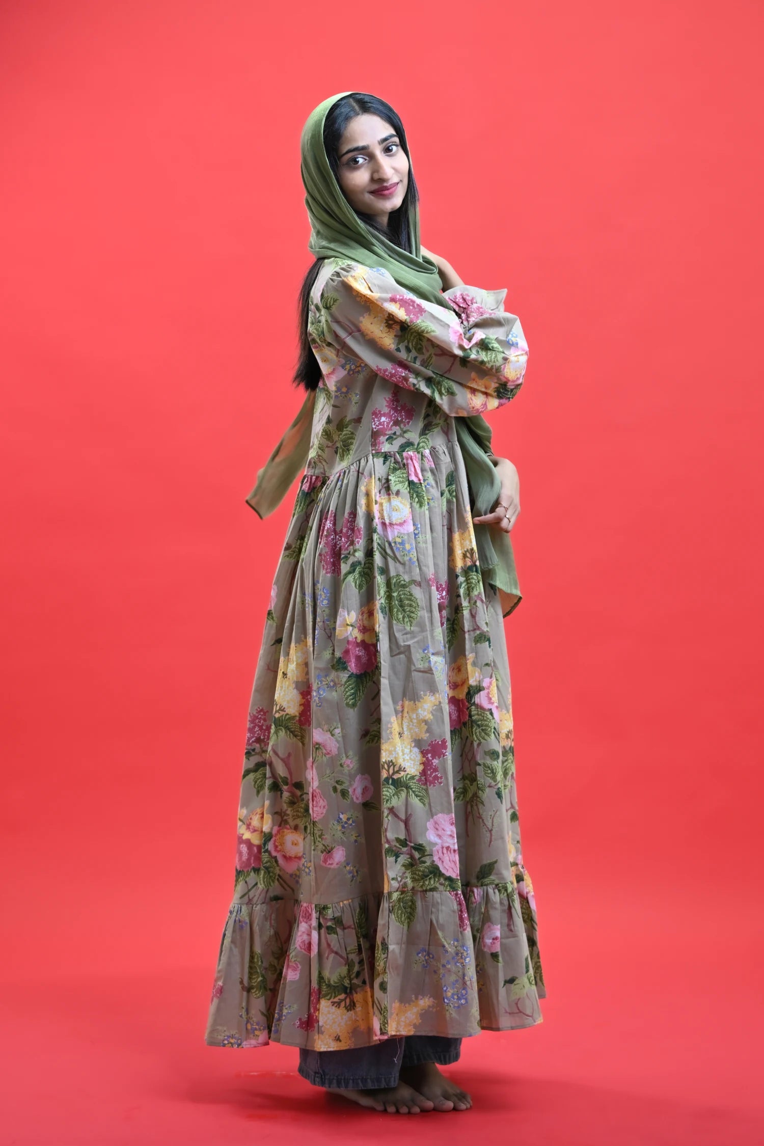 Olive Bloom Long Kurti