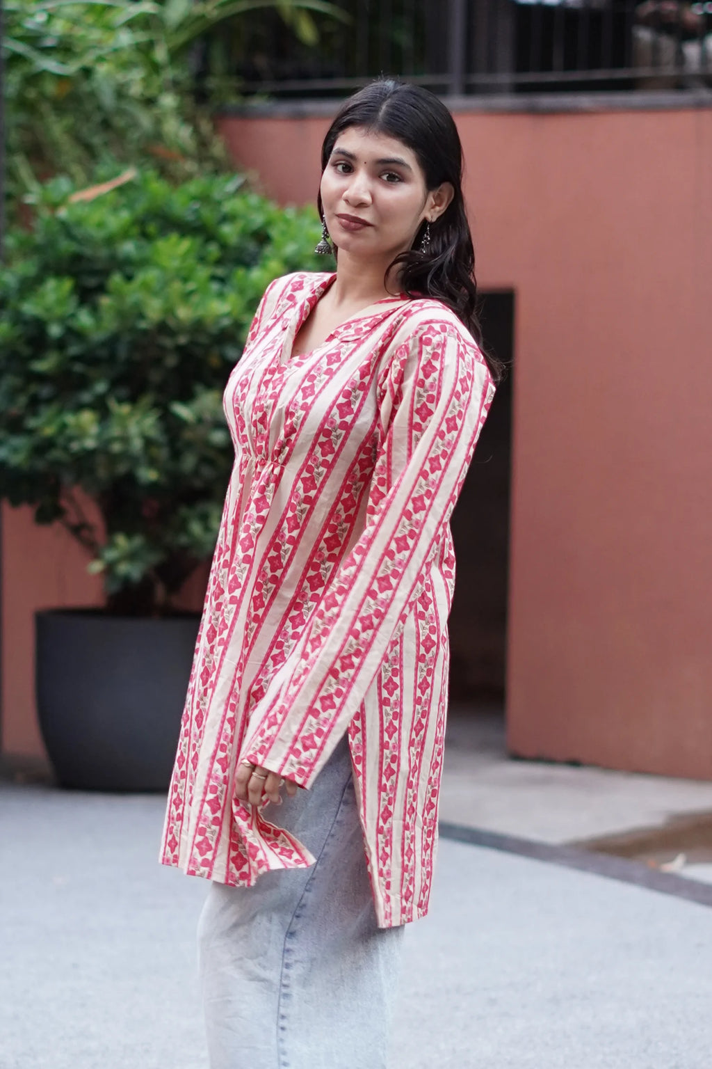 Stripe and Bloom Short Kurti