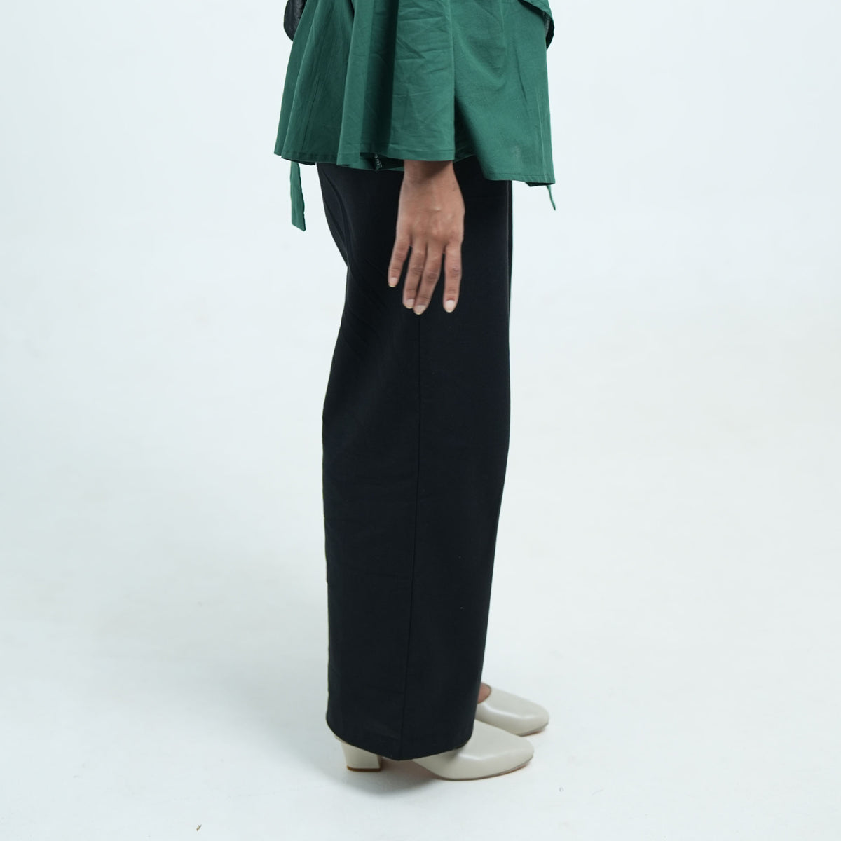Black Cotton Parallel Pants