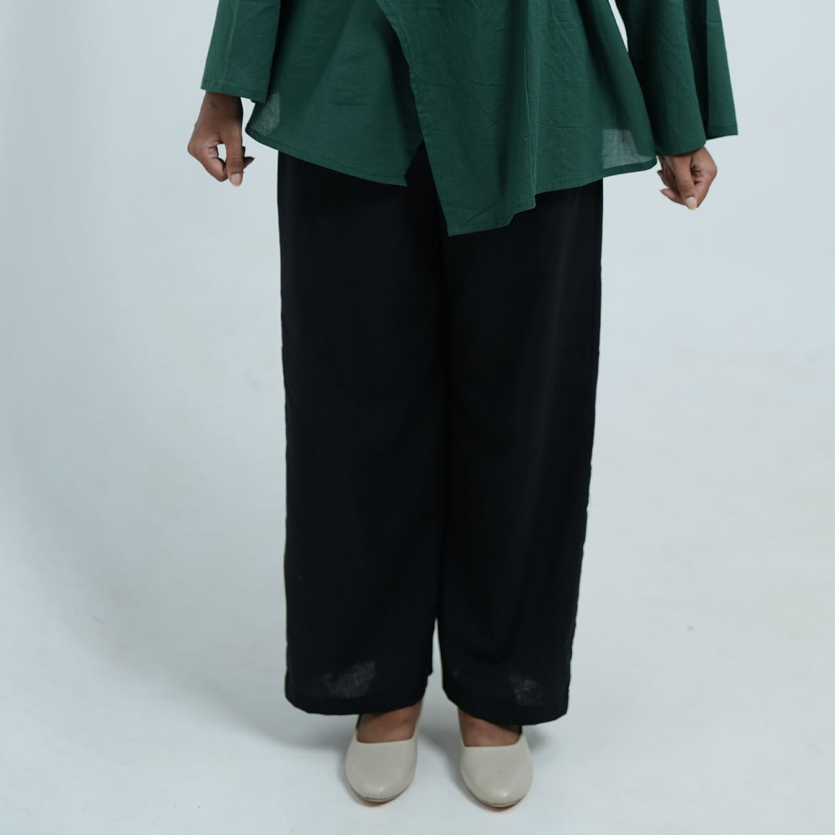Black Cotton Parallel Pants
