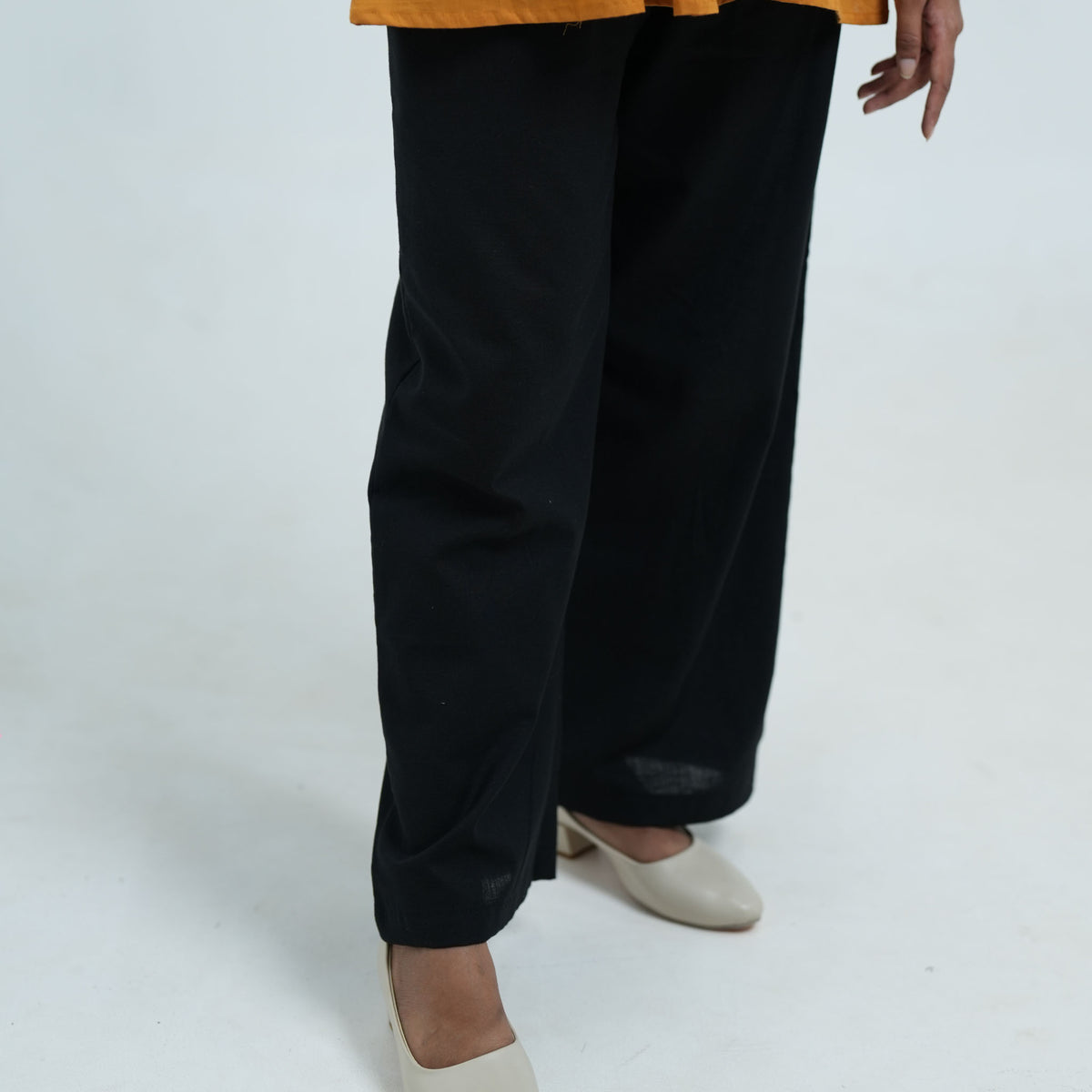 Black Cotton Parallel Pants