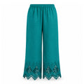 Teal Green Embroidered Palazzo Pants