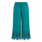 Teal Green Embroidered Palazzo Pants